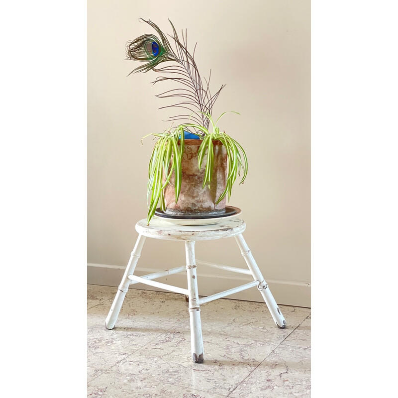 Vintage bamboo stool, 1920