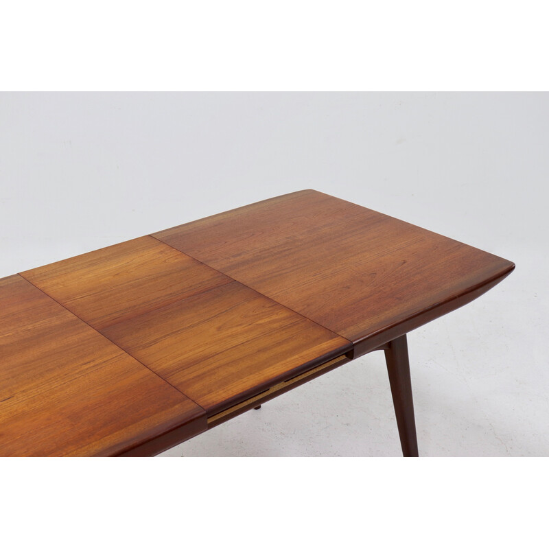 Vintage teak dining table by Louis van Teeffelen for WeBe, 1950