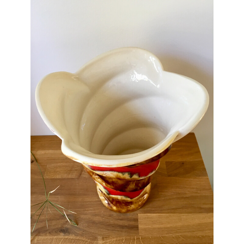 Vintage-Vase aus emaillierter Keramik von Baudin