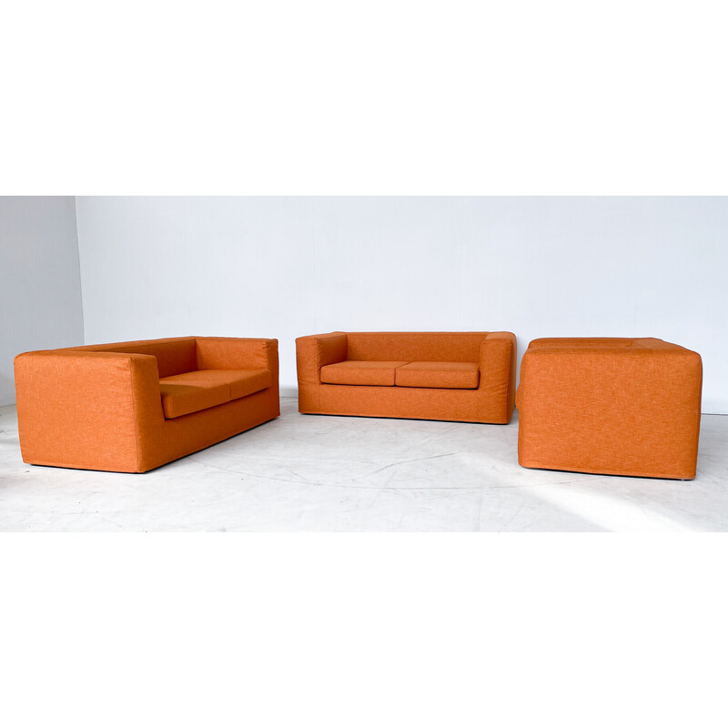 Vintage orange living room set, Italy 1970