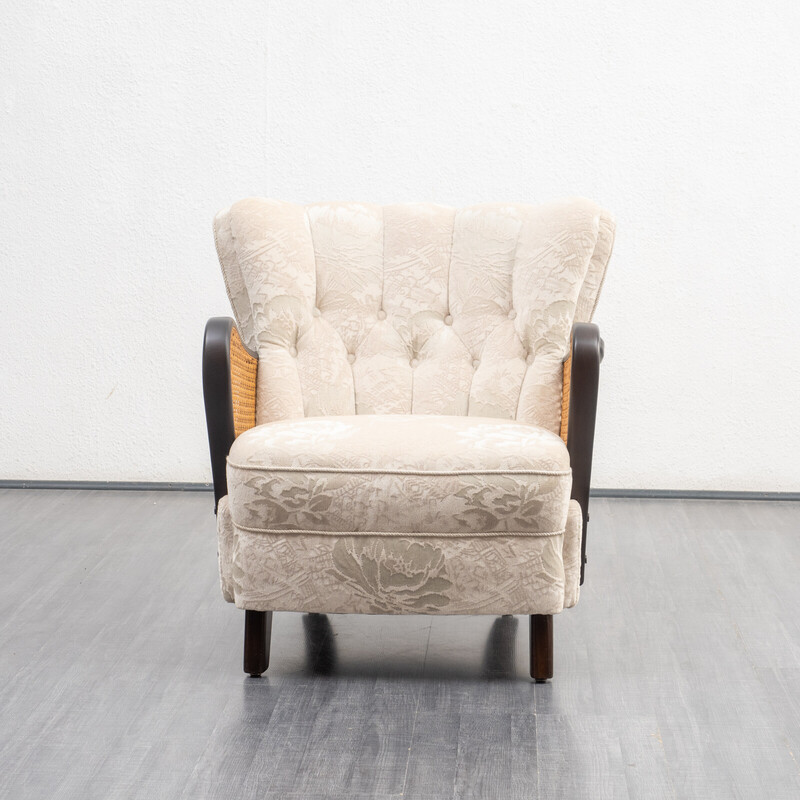 Vintage-Sessel aus Buchenholz mit Flechtwerk, 1950