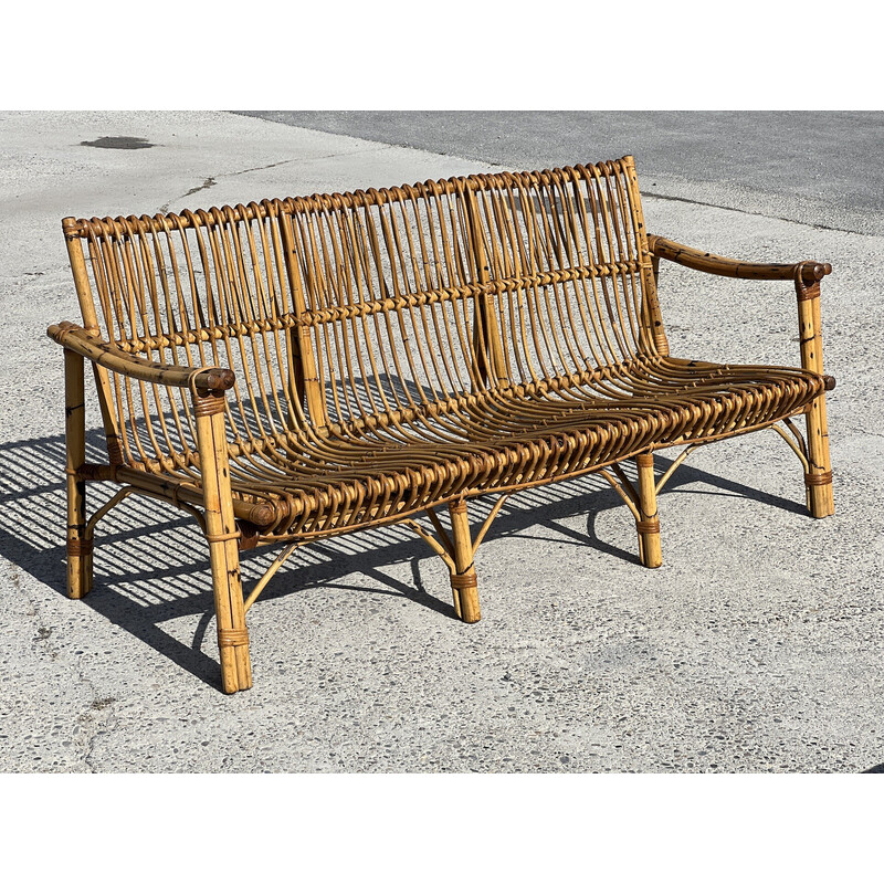 Vintage bamboo and rattan living room set by Vivaï Del Sud, Italy 1960