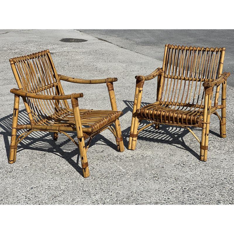 Vintage-Lounge-Set aus Bambus und Rattan von Vivaï Del Sud, Italien 1960