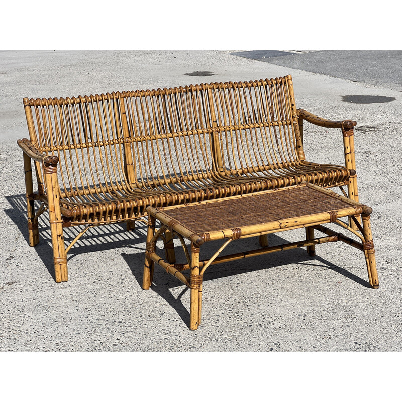 Vintage-Lounge-Set aus Bambus und Rattan von Vivaï Del Sud, Italien 1960