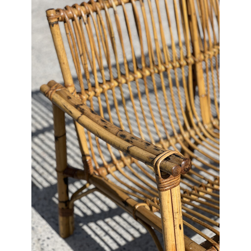 Vintage bamboo and rattan living room set by Vivaï Del Sud, Italy 1960