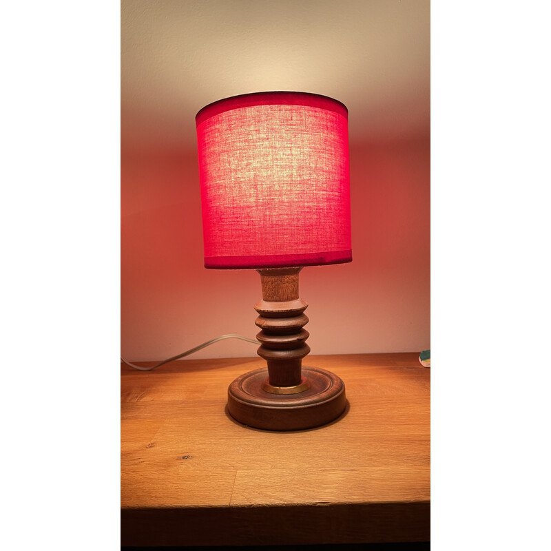Geometrische Vintage-Lampe aus gedrechseltem Holz, 1960