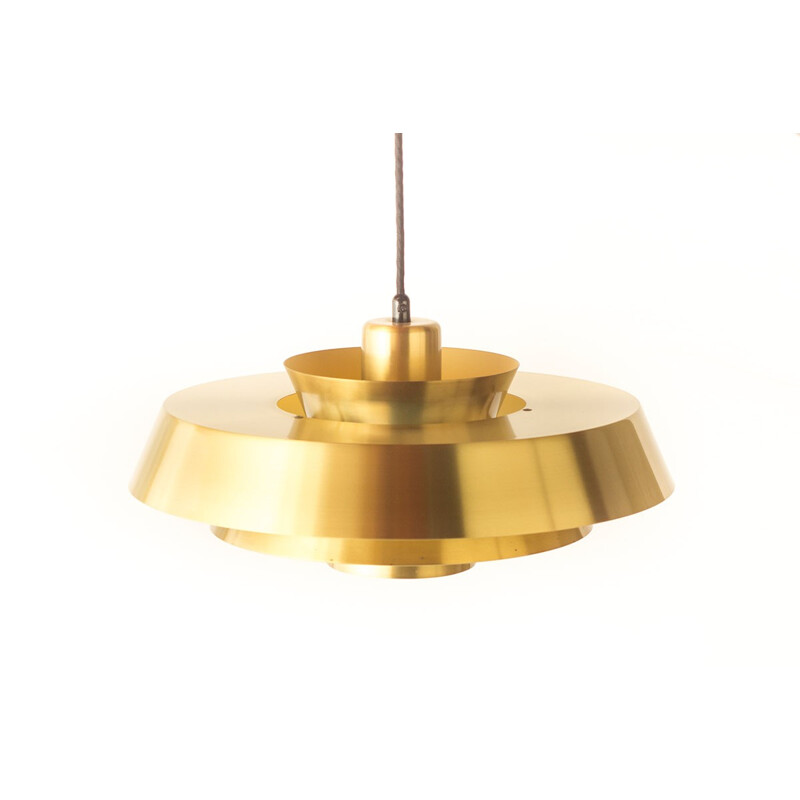 Pair of brass Nova pendant lamps by Jo Hammerborg for Fog & Morup - 1950s