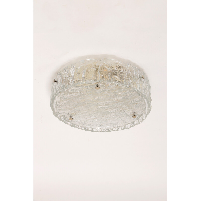 Lámpara de techo redonda de cristal vintage de Kaiser Leuchten, Alemania 1960