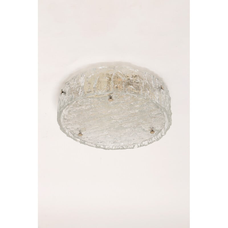 Vintage glass round ceiling lamp by Kaiser Leuchten, Germany 1960