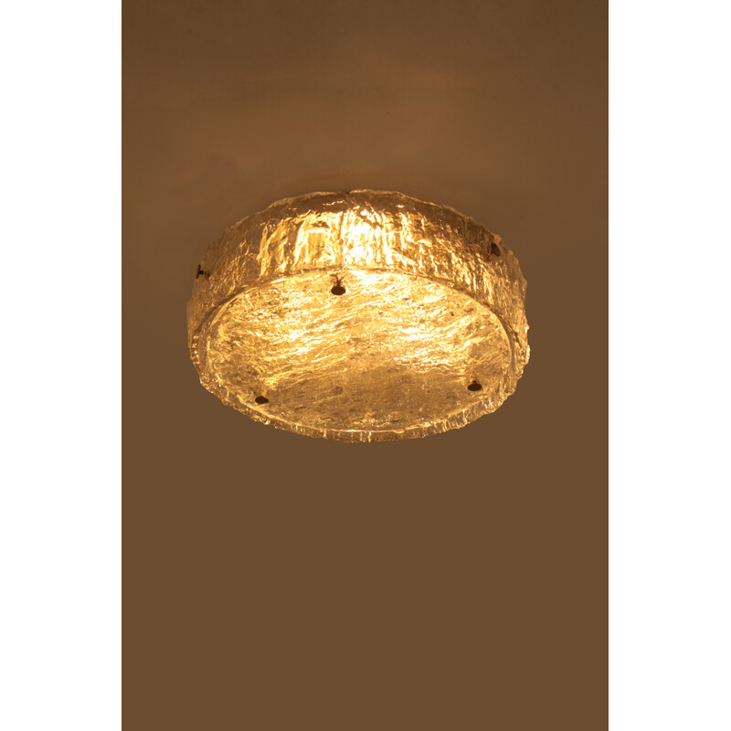 Vintage glass round ceiling lamp by Kaiser Leuchten, Germany 1960