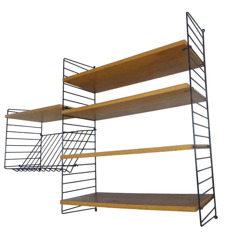 Vintage String ladder shelf in elmwood by Kajsa and Nils Nisse Strinning, 1960