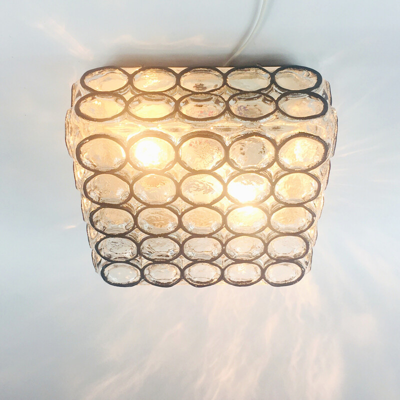 Pair of mid century glass ceiling lamps by Limburg, Germany 1960s