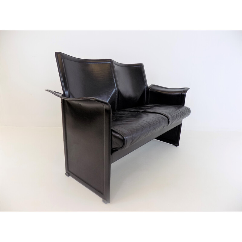 Vintage Korium 2-Sitzer Ledersofa von Tito Agnoli für Matteo Grassi, 1970er Jahre