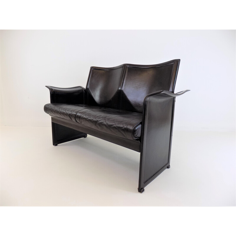 Vintage Korium 2 seater leather sofa by Tito Agnoli for Matteo Grassi, 1970s