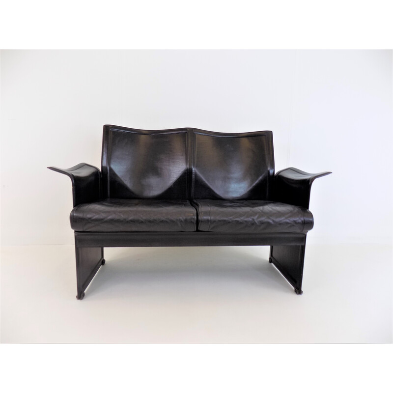 Vintage Korium 2 seater leather sofa by Tito Agnoli for Matteo Grassi, 1970s