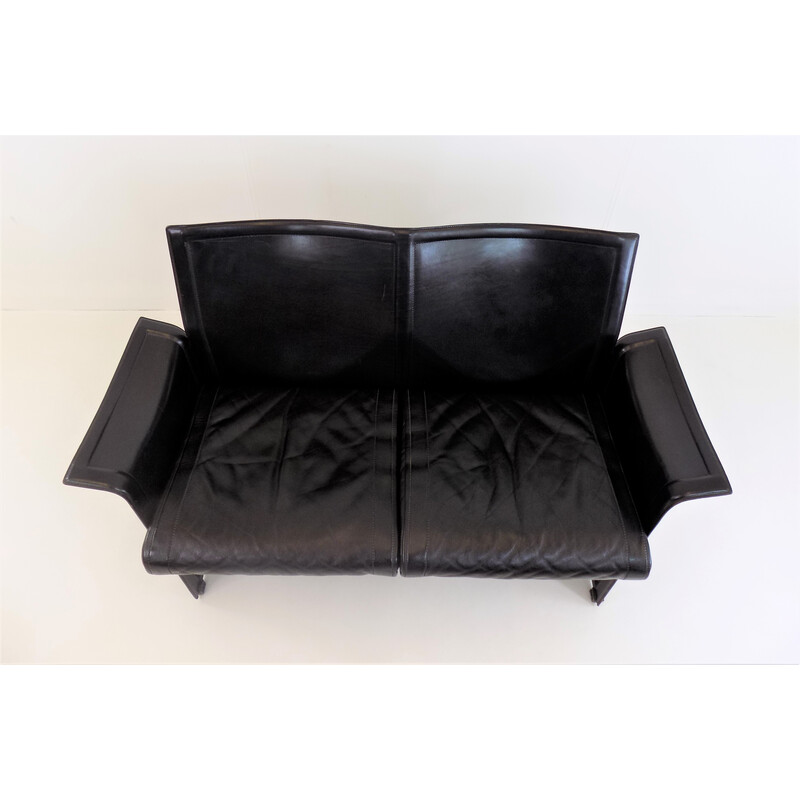 Vintage Korium 2 seater leather sofa by Tito Agnoli for Matteo Grassi, 1970s