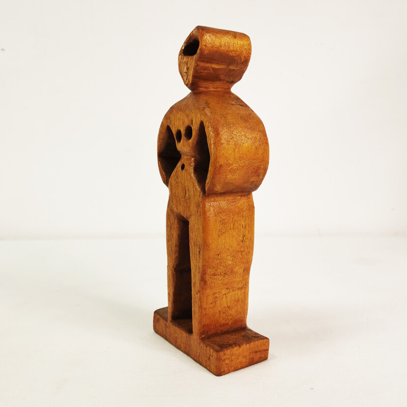 Vintage wood carving sculpture of a woman, Germany 1970s