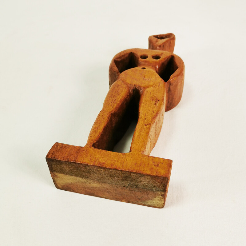 Vintage wood carving sculpture of a woman, Germany 1970s