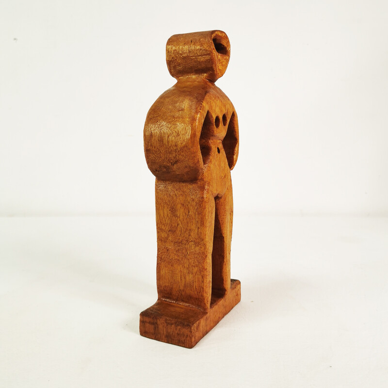 Vintage wood carving sculpture of a woman, Germany 1970s