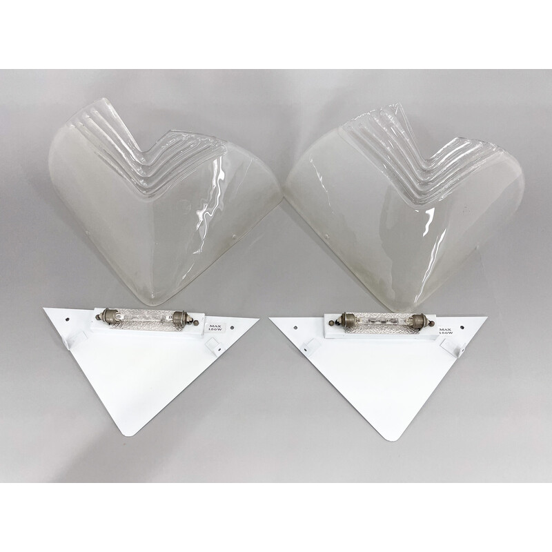 Pair of vintage Murano glass wall lamps, Italy 1960s