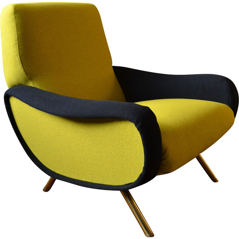 Yellow armchair model Lady by Marco Zanuso for Artiflex - 1950s