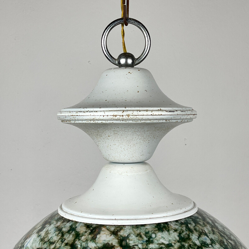 Vintage groene Murano glazen hanglamp, Italië 1970