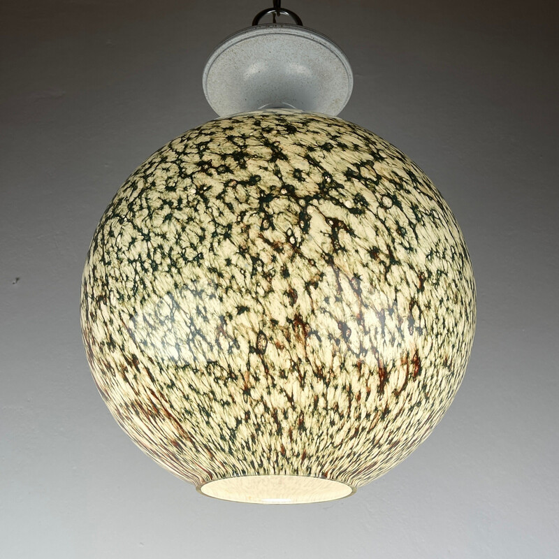 Lampada a sospensione in vetro di Murano verde vintage, Italia anni '70