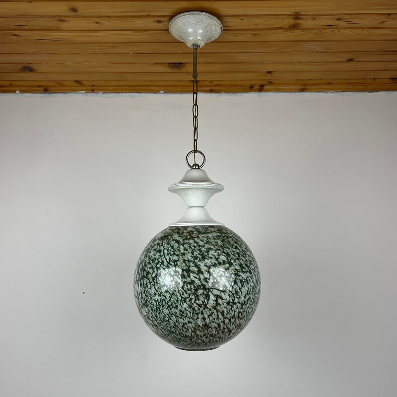 Vintage green Murano glass pendant lamp, Italy 1970s