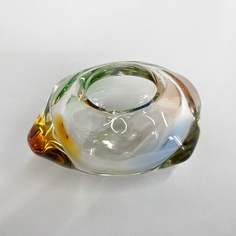 Bol vintage en verre d'art par Frantisek Zemek pour Mstisov Glassworks, Tchécoslovaquie 1950
