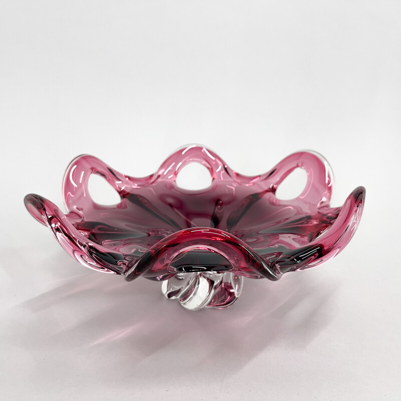 Taça de vidro Arte Checa vintage de Josef Hospodka para Chribska Glassworks, 1960s