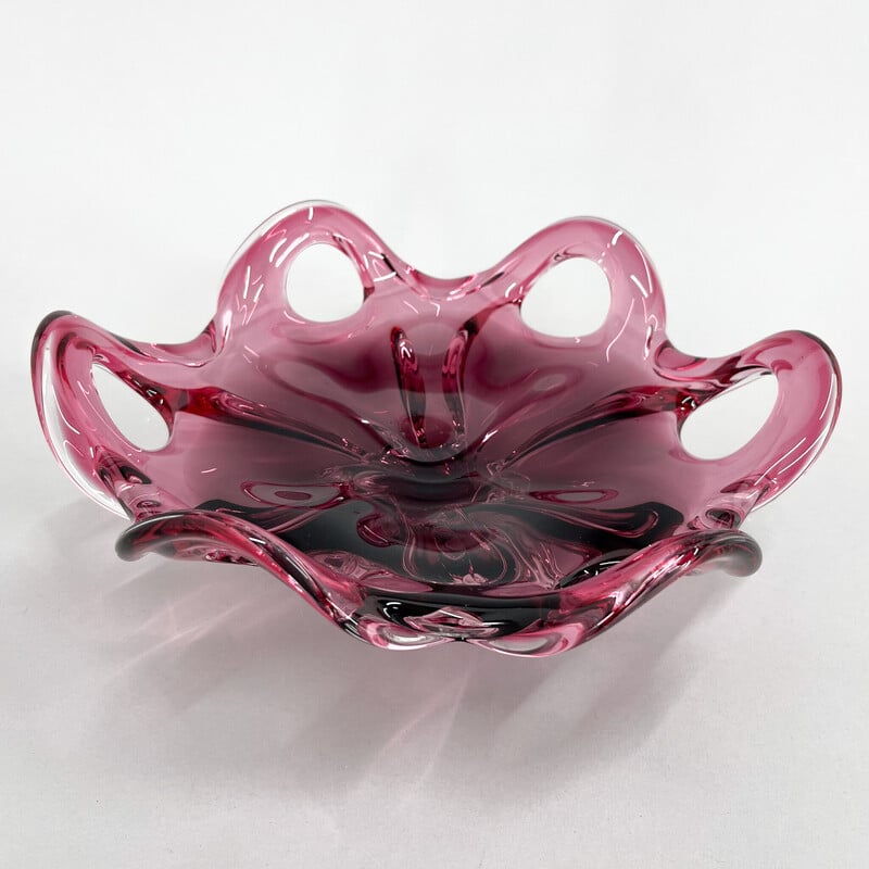 Czech vintage Art glass bowl by Josef Hospodka for Chribska Glassworks, 1960s