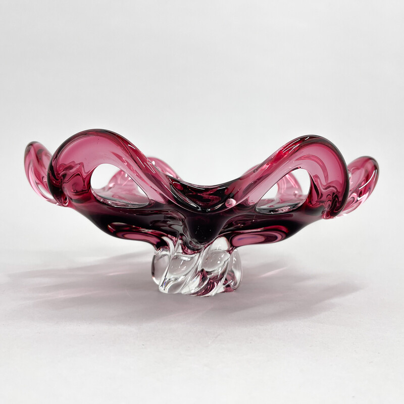 Czech vintage Art glass bowl by Josef Hospodka for Chribska Glassworks, 1960s