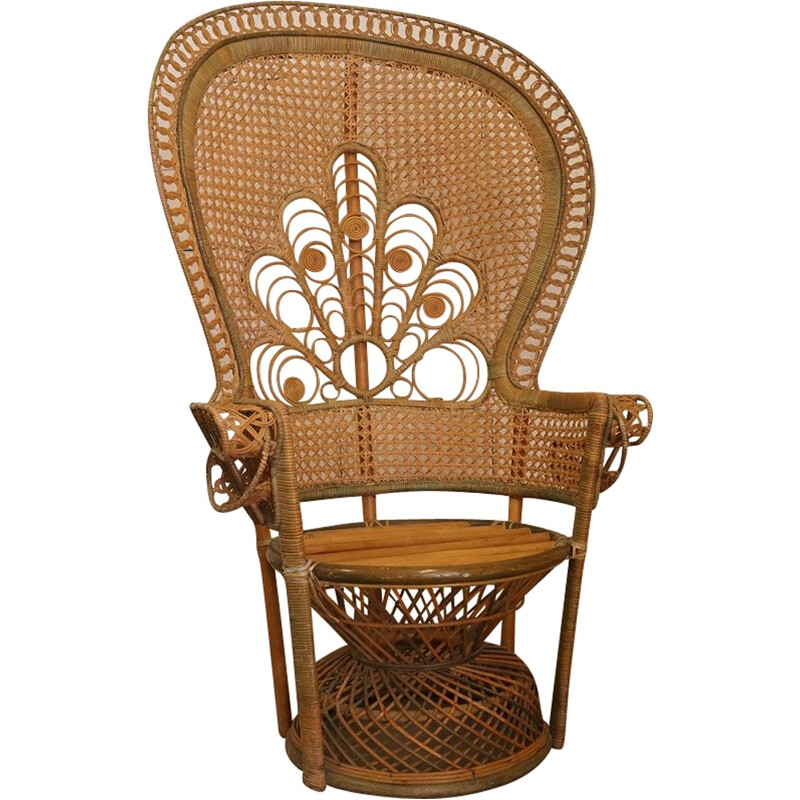 Large rattan armchair "Emmanuelle", France - 1970s