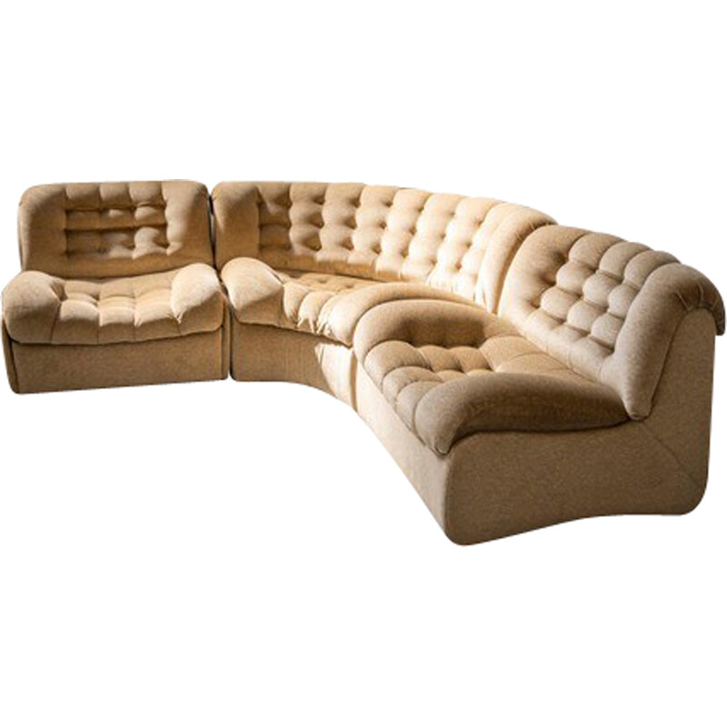 Set of 3 vintage Sectional semi-circular sofas by F.lli Carloni, 1970
