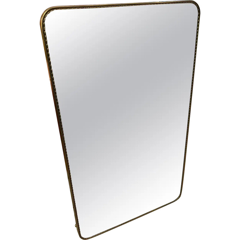 Mid-century brass rectangular Italian wall mirror, 1960s