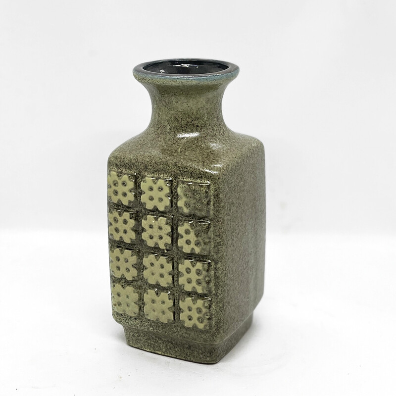 Vaso vintage in ceramica verde oliva 3080 A di Veb Haldensleben, Germania, anni '70