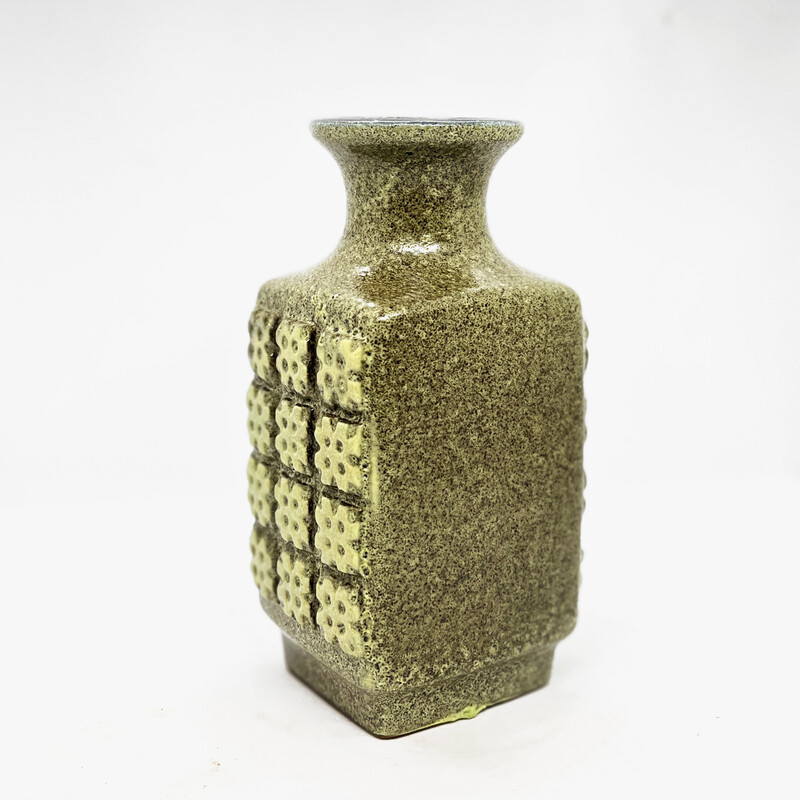 Vase vintage en céramique vert olive 3080 A par Veb Haldensleben, Allemagne 1970