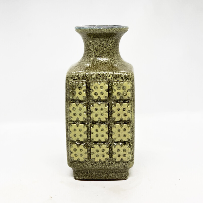 Jarrón vintage de cerámica verde oliva 3080 A de Veb Haldensleben, Alemania Años 70