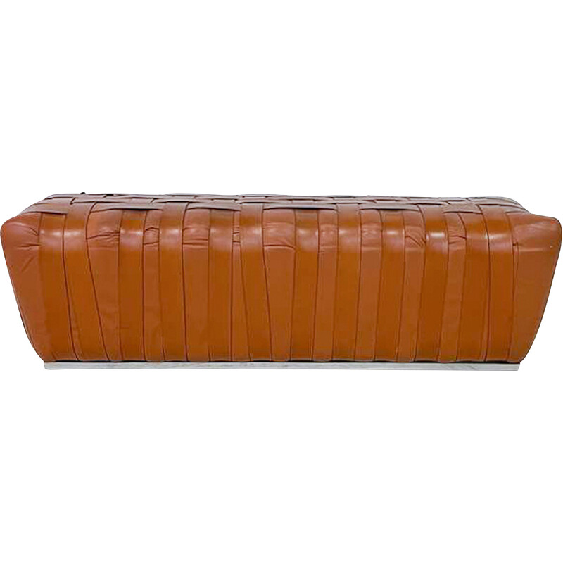 Mid-century Italian cognac leather bench, 1980s