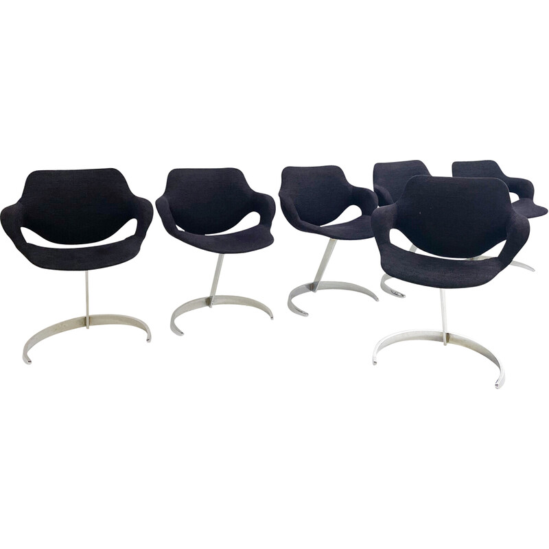 Set of 6 mid-century Scimitar armchairs by Boris Tabacoff for M.M.M., 1970s