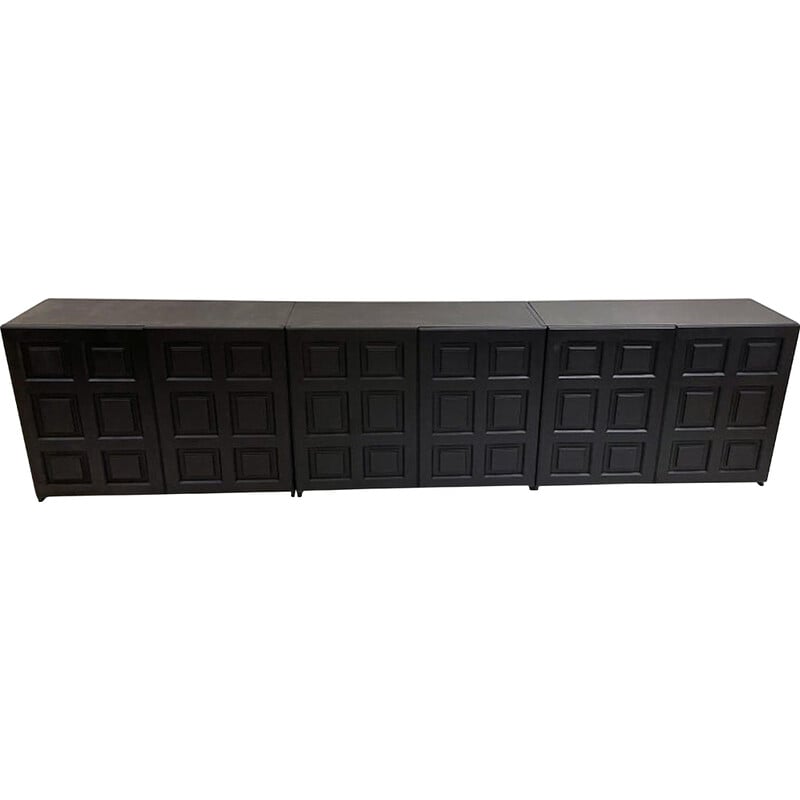 Credenza nera brutalista di metà secolo