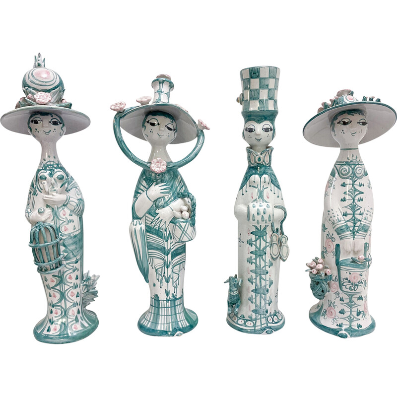 Vintage ceramic sculptures "4 Seasons" by Bjørn Wiinblad, Denmark 1970