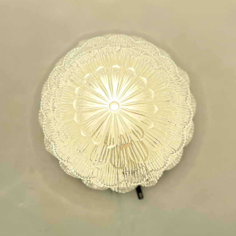 Vintage glass ceiling lamp, Germany 1970