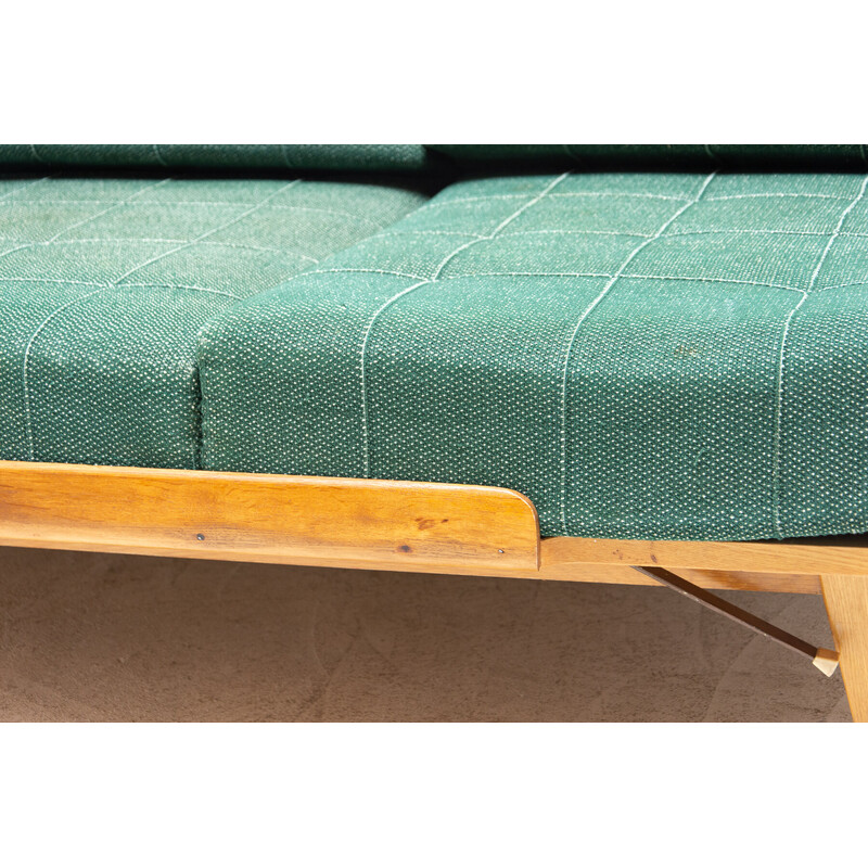 Vintage folding sofa bed in beechwood by Drevotvar, Czechoslovakia 1970