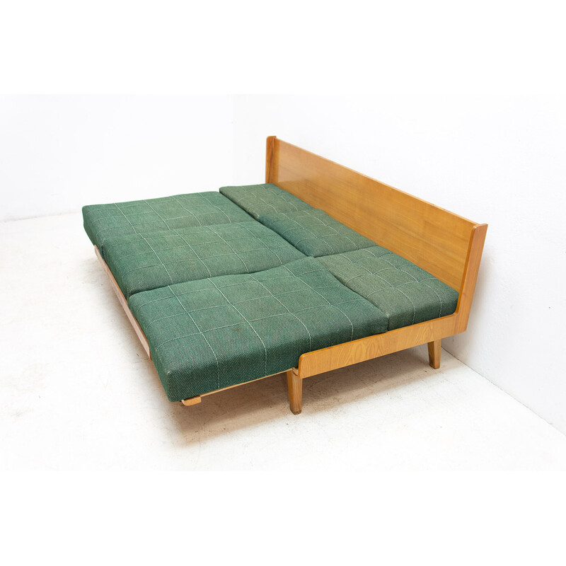 Sofá cama plegable vintage en madera de haya de Drevotvar, Checoslovaquia 1970