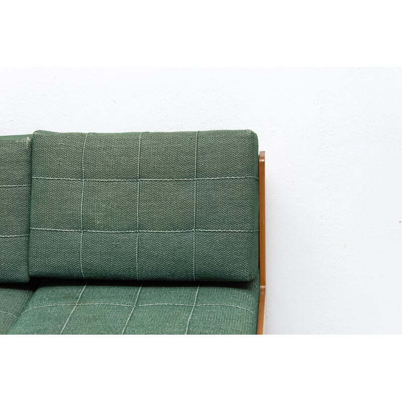 Vintage folding sofa bed in beechwood by Drevotvar, Czechoslovakia 1970