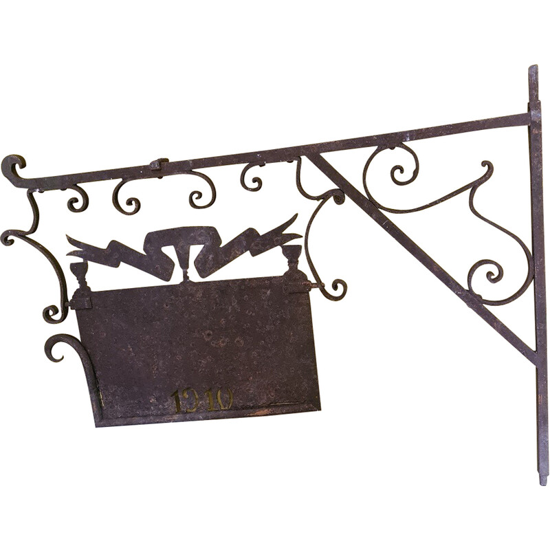 Vintage French wrought iron shop signboard, 1910