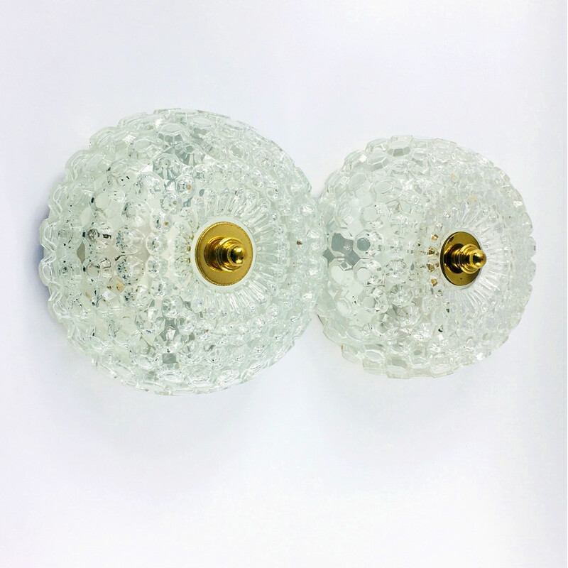 Pair of vintage bubble glass wall lamps by Helena Tynell for Limburg, Germany 1960s