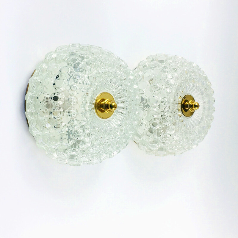 Pair of vintage bubble glass wall lamps by Helena Tynell for Limburg, Germany 1960s