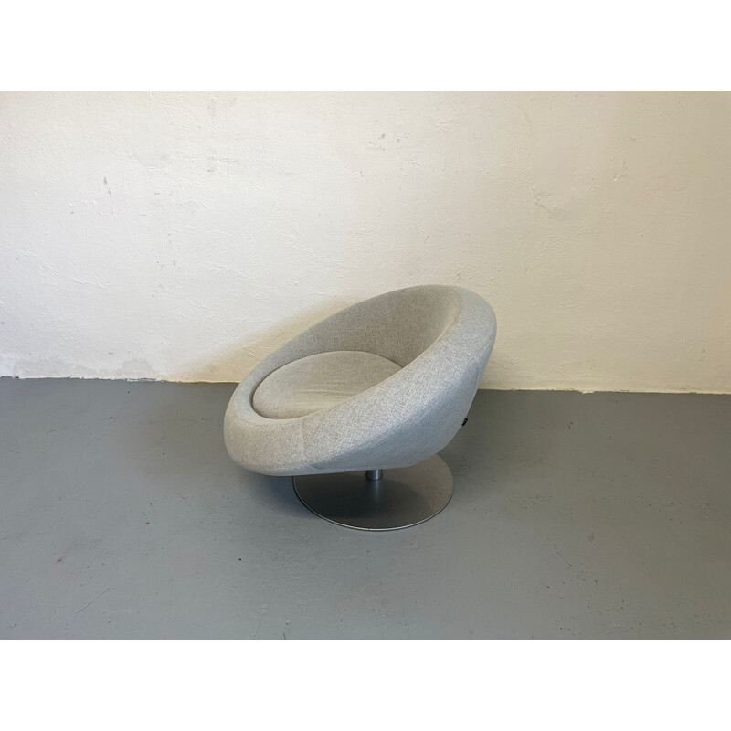 Vintage draaibare fauteuil in staal en stof van Manzoni en Tapinassi voor Arkeetipo, Italië 2004